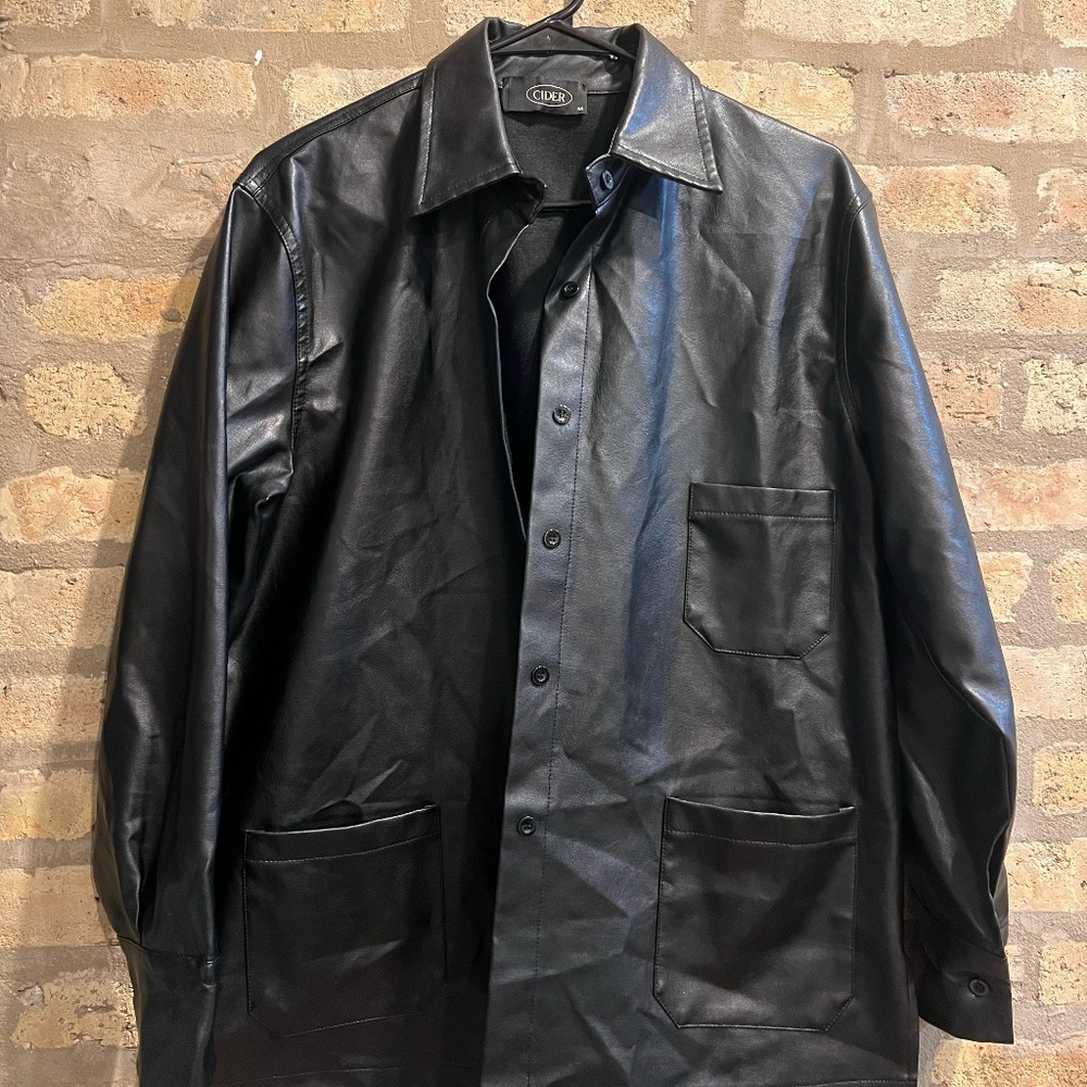 Edgy & Chic Black Faux Leather Jacket - Cider (Size Medium)